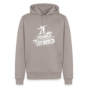 Skateboard - Männer Premium Bio Hoodie - Taupe - Vorne - Nico (187cm)