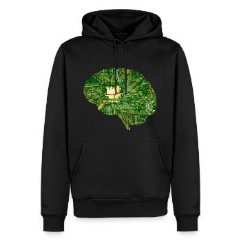 Gehirn - Platine Computer - Künstliche Intelligenz - Männer Premium Bio Hoodie - Schwarz - Vorne - Nico (187cm)