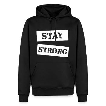 Restez fort - Sweat à capuche Premium bio Homme - noir - Devant - Nico (187cm)