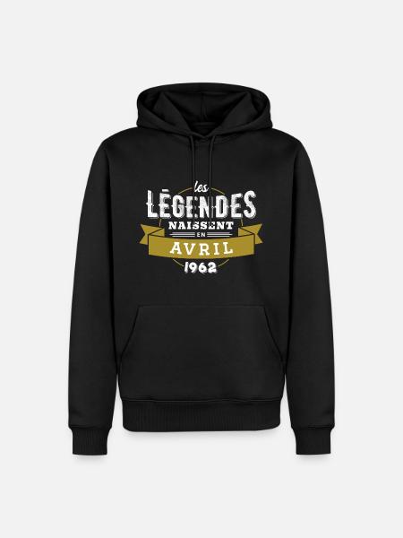Les légendes naissent en avril 1962 - Sweat à capuche Premium bio Homme - noir