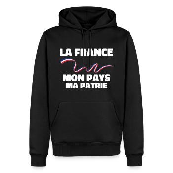 Patriote la france mon pays ma patrie - Sweat à capuche Premium bio Homme - noir - Devant - Nico (187cm)