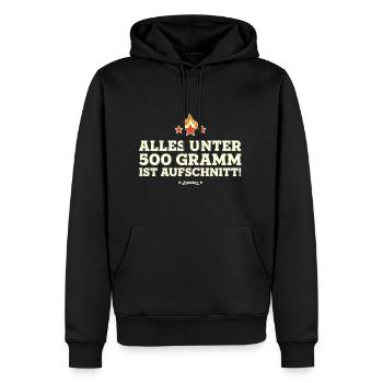 UNTER 500 GRAMM - Grill Geschenk Grillen Shirts - Männer Premium Bio Hoodie - Schwarz - Vorne - Nico (187cm)
