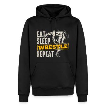 Eat Sleep Wrestle Repeat - Ringer Ringen Ringerin - Männer Premium Bio Hoodie - Schwarz - Vorne - Nico (187cm)