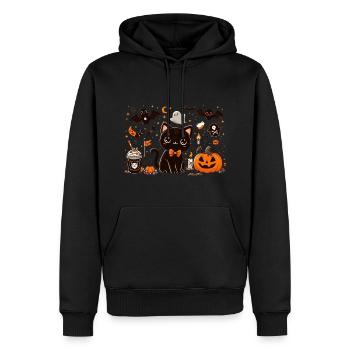 Kitty Spooky halloween v6 - Sweat à capuche Premium bio Homme - noir - Devant - Nico (187cm)