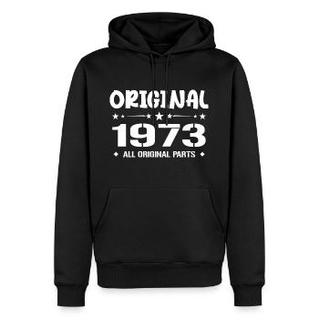 Né en 1973, Cadeau Anniversaire 1973 Original 1973 - Sweat à capuche Premium bio Homme - noir - Devant - Nico (187cm)