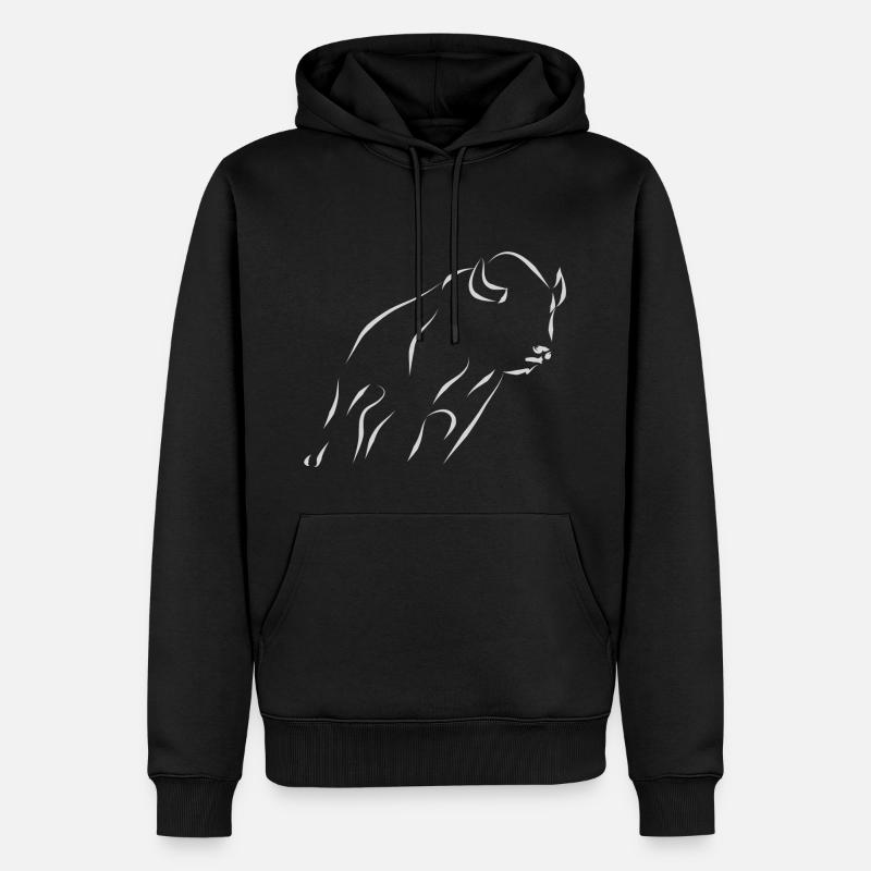 Bison - gris clair - Sweat à capuche Premium bio Homme - noir