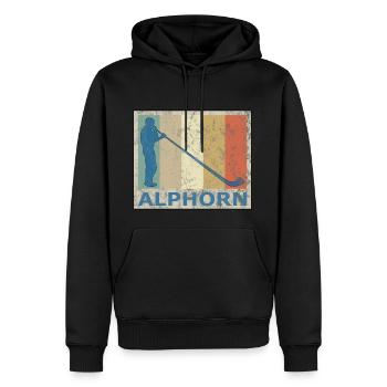 Rétro Vintage Style Alphorn Alpenhorn Musique - Sweat à capuche Premium bio Homme - noir - Devant - Nico (187cm)
