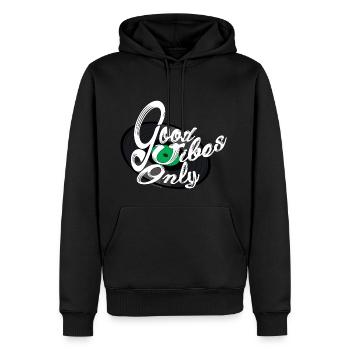 Bonne Vibes seulement - Sweat à capuche Premium bio Homme - noir - Devant - Nico (187cm)