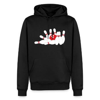jeu de quilles - Sweat à capuche Premium bio Homme - noir - Devant - Nico (187cm)