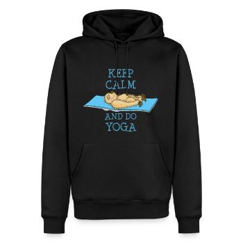 Yoga Faultier ist sehr relaxed in Savasana - Männer Premium Bio Hoodie - Schwarz - Vorne - Nico (187cm)