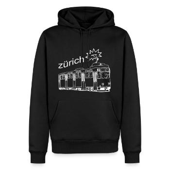 Tramway dans la ville de Zurich Suisse Idée cadeau Züri - Sweat à capuche Premium bio Homme - noir - Devant - Nico (187cm)