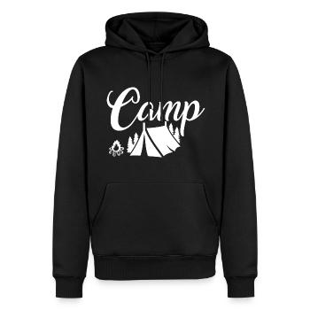 Camp - Tente feu de camp - Sweat à capuche Premium bio Homme - noir - Devant - Nico (187cm)