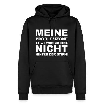 Beleidigung Diss Böser Spruch Geschenk - Männer Premium Bio Hoodie - Schwarz - Vorne - Nico (187cm)