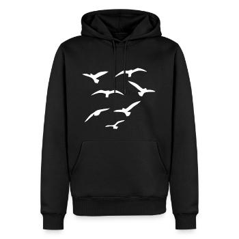 Fliegende Voegel Geschenkidee - Männer Premium Bio Hoodie - Schwarz - Vorne - Nico (187cm)