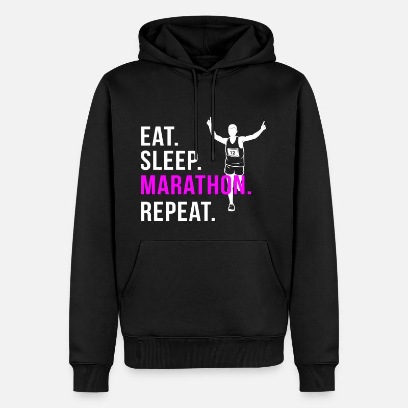 Marathon - Männer Premium Bio Hoodie - Schwarz