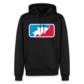 logo sport rouge bleu pêche au poisson pêché - Sweat à capuche Premium bio Homme - noir - Devant - Nico (187cm)