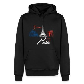 J aime Paris - Sweat à capuche Premium bio Homme - noir - Devant - Nico (187cm)