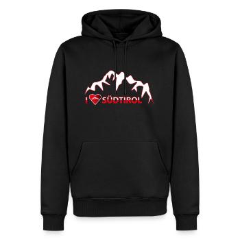 I love Südtirol - Männer Premium Bio Hoodie - Schwarz - Vorne - Nico (187cm)