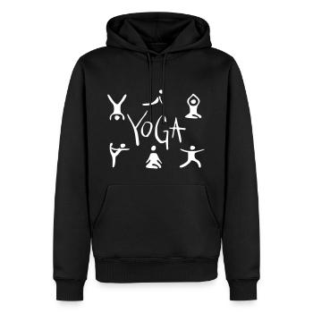 yoga - Sweat à capuche Premium bio Homme - noir - Devant - Nico (187cm)