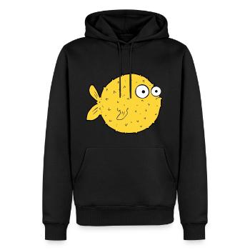 Verwirrter Kugelfisch - Männer Premium Bio Hoodie - Schwarz - Vorne - Nico (187cm)
