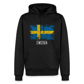 Cadeau de bannière drapeau Suède - Sweat à capuche Premium bio Homme - noir - Devant - Nico (187cm)