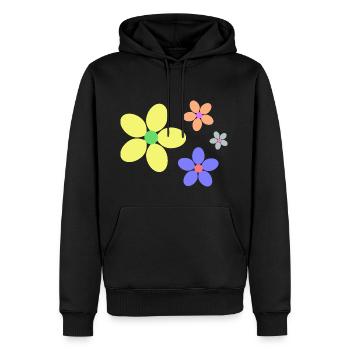 fleurs colorées hippie rétro - Sweat à capuche Premium bio Homme - noir - Devant - Nico (187cm)