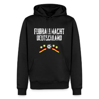 Deutschland, Fußballmacht, Fußball, Sport, Vintage - Männer Premium Bio Hoodie - Schwarz - Vorne - Nico (187cm)