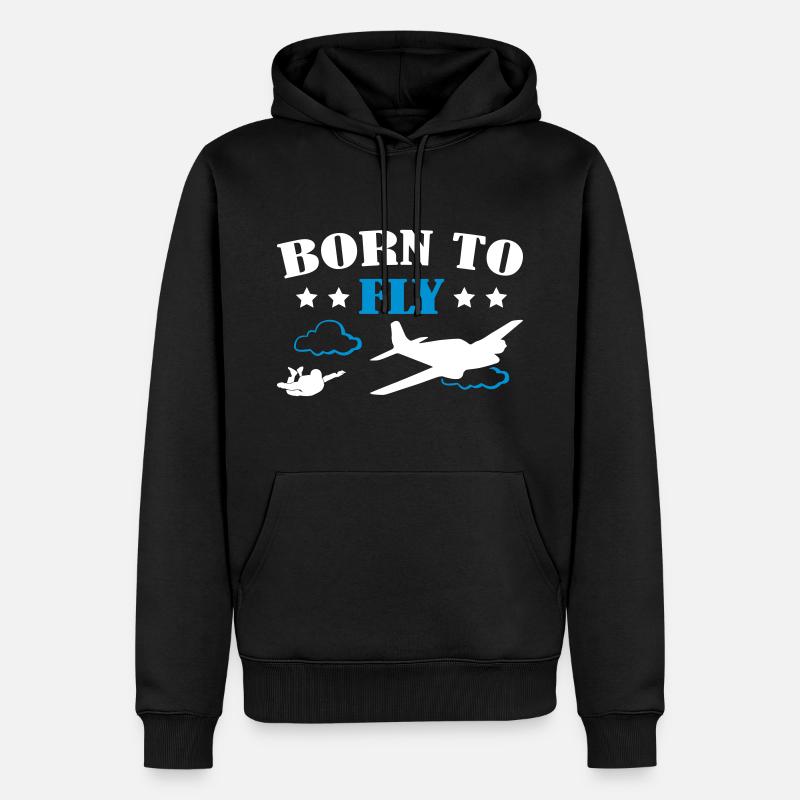 Né pour voler parachutisme - Sweat à capuche Premium bio Homme - noir