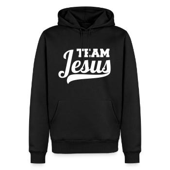 Team Jesus witziges Geschenk für Christen - Männer Premium Bio Hoodie - Schwarz - Vorne - Nico (187cm)
