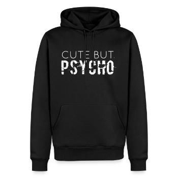 CUTE BUT PSYCHO - Men’s Premium Organic Hoodie - black - Front - Nico (187cm)