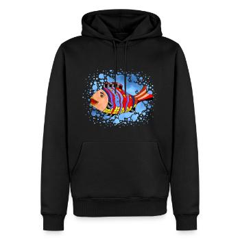 Fisch - Männer Premium Bio Hoodie - Schwarz - Vorne - Nico (187cm)