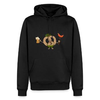 Pretzel, beer & sausage - Men’s Premium Organic Hoodie - black - Front - Nico (187cm)