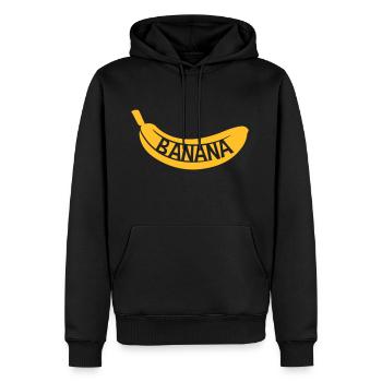 jaune texte banana logo fruits banane délicieux sain il - Sweat à capuche Premium bio Homme - noir - Devant - Nico (187cm)