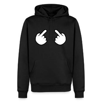 2 haende ich kontur hand comic cartoon zeigen zeig - Männer Premium Bio Hoodie - Schwarz - Vorne - Nico (187cm)