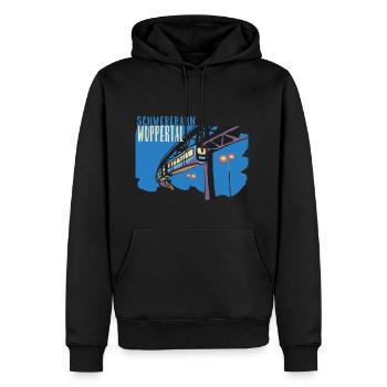 Neue Schwebebahn aus Wuppertal - Männer Premium Bio Hoodie - Schwarz - Vorne - Nico (187cm)
