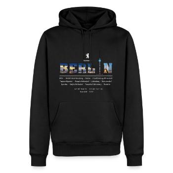 Berlin - Sweat à capuche Premium bio Homme - noir - Devant - Nico (187cm)