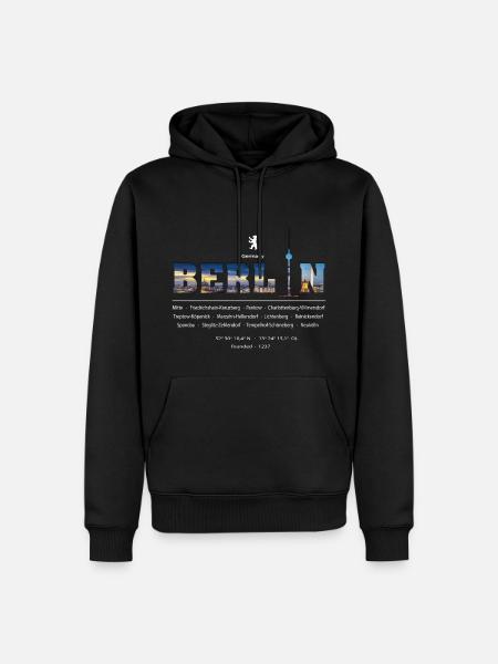 Berlin - Männer Premium Bio Hoodie - Schwarz