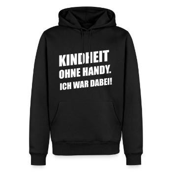 Kindheit ohne Handy. Ich war dabei! Geschenk - Männer Premium Bio Hoodie - Schwarz - Vorne - Nico (187cm)