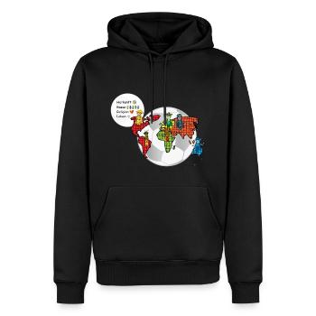 Fußball verbindet die Welt- Die Hüter von Orbis - Männer Premium Bio Hoodie - Schwarz - Vorne - Nico (187cm)