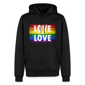 L'amour est l'amour Gay Pride - Sweat à capuche Premium bio Homme - noir - Devant - Nico (187cm)