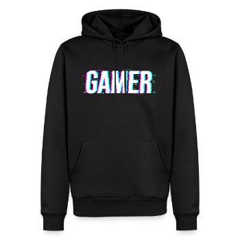 Joueur pépin joueur - Sweat à capuche Premium bio Homme - noir - Devant - Nico (187cm)