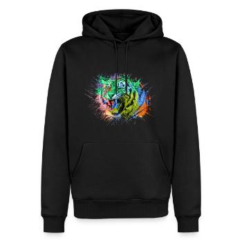 Animaux colorés arc-en-ciel tigre - Sweat à capuche Premium bio Homme - noir - Devant - Nico (187cm)