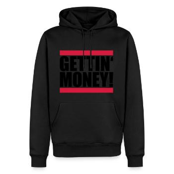 bar dollar gettin argent signe argent riche argent - Sweat à capuche Premium bio Homme - noir - Devant - Nico (187cm)