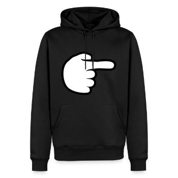 hand comic cartoon zeigen zeigefinger weg rechts l - Männer Premium Bio Hoodie - Schwarz - Vorne - Nico (187cm)