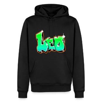 Leo Graffiti Green - Men’s Premium Organic Hoodie - black - Front - Nico (187cm)