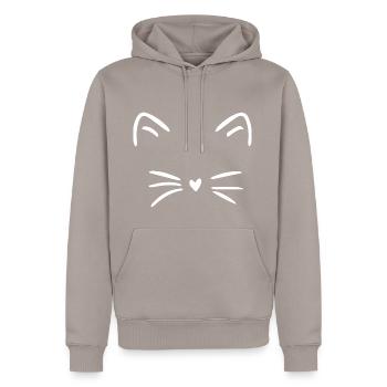 Lustiges Katzengesicht-Shirt im Weiß - Männer Premium Bio Hoodie - Taupe - Vorne - Nico (187cm)
