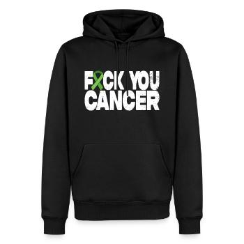 Fuck You Cancer - Grüne Schleife - Männer Premium Bio Hoodie - Schwarz - Vorne - Nico (187cm)