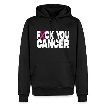 Fuck You Cancer - Rosa Schleife - Männer Premium Bio Hoodie - Schwarz - Vorne - Nico (187cm)
