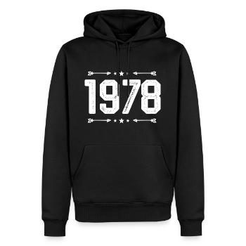 Millésime 1978 Millésime 47ème anniversaire 1978. - Sweat à capuche Premium bio Homme - noir - Devant - Nico (187cm)