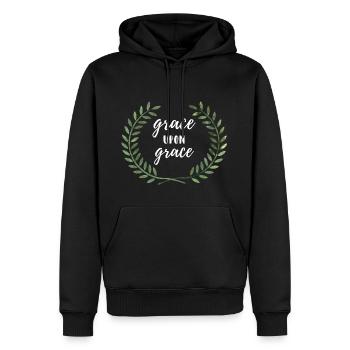 Grace upon Grace - Grace for mercy gift - Men’s Premium Organic Hoodie - black - Front - Nico (187cm)